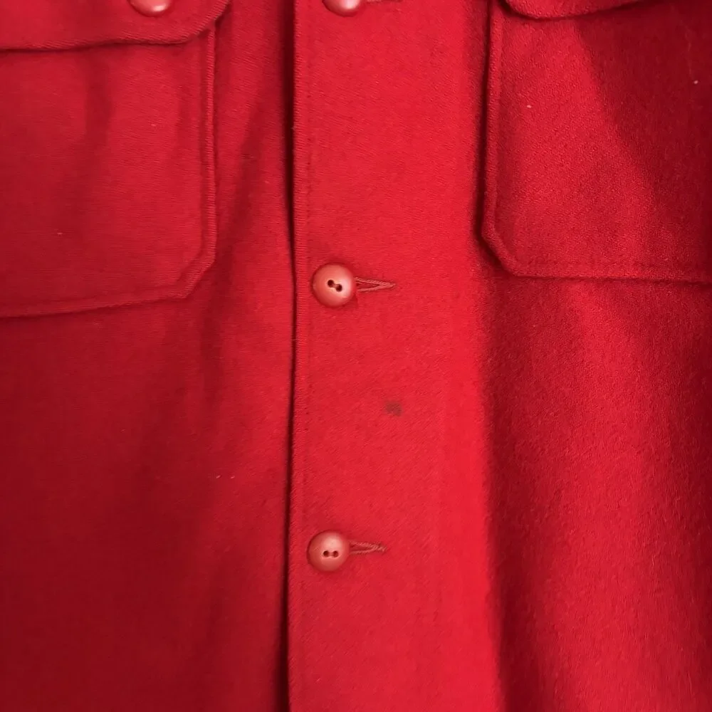 Vintage Boy Scouts of America 70s Red Wool Shirt Jacket Size 40 Medium